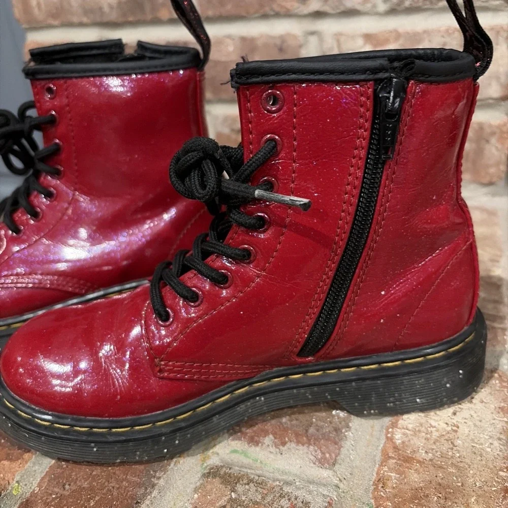Dr Martens 1460 Red Cosmic Glitter Boots Sz 2 Youth. Whimsigoth, Classic